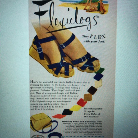 Vintage 1950’s FLEXICLOGS: Articulated Wooden Sole Sandals - Child’s Size 3 - Picture 9 of 9